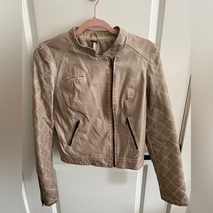 Free People Light Pink Vegan Leather Jacket